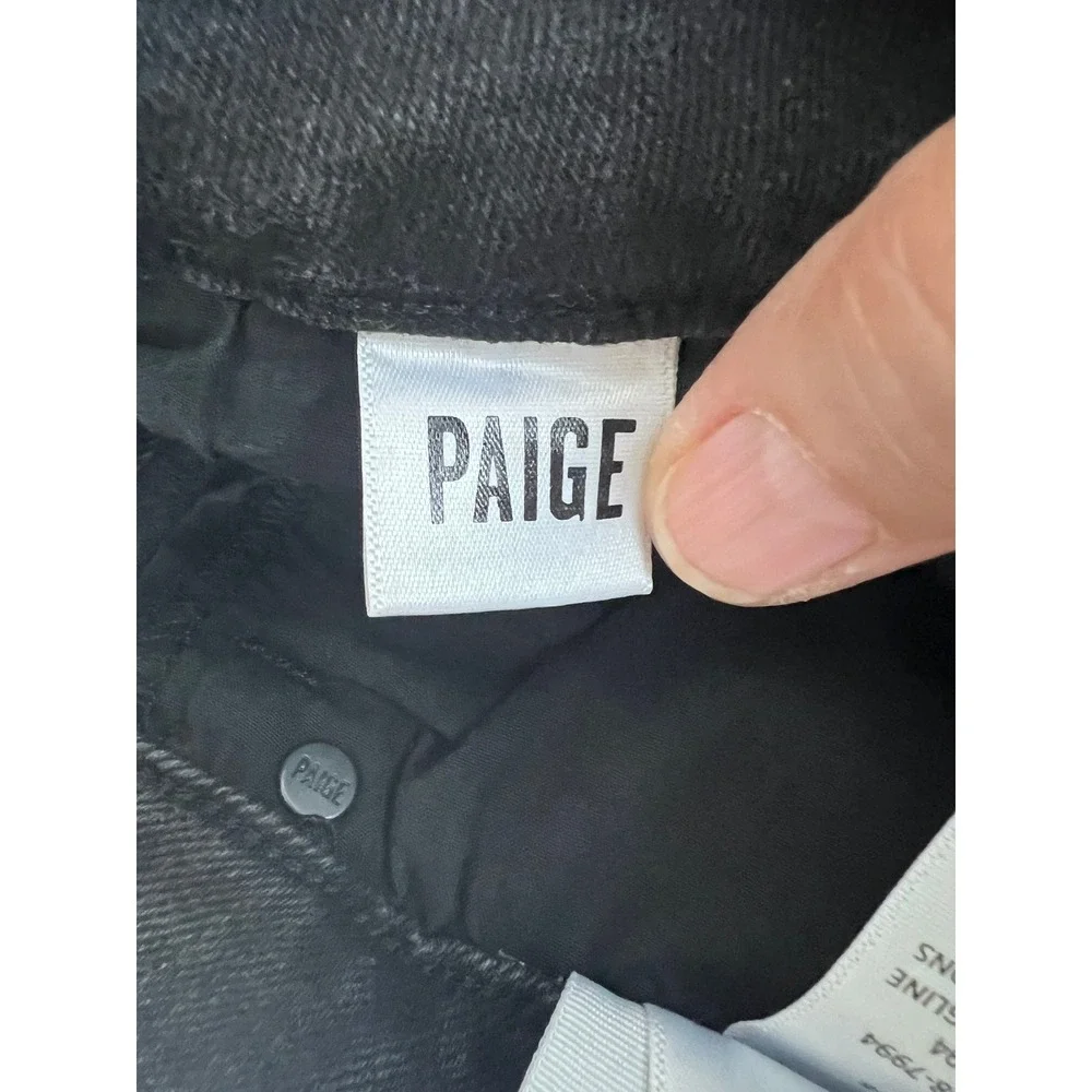 PAIGE Sarah Longline Short Women 26 Black Excellent Button Fly Raw Hem W7994